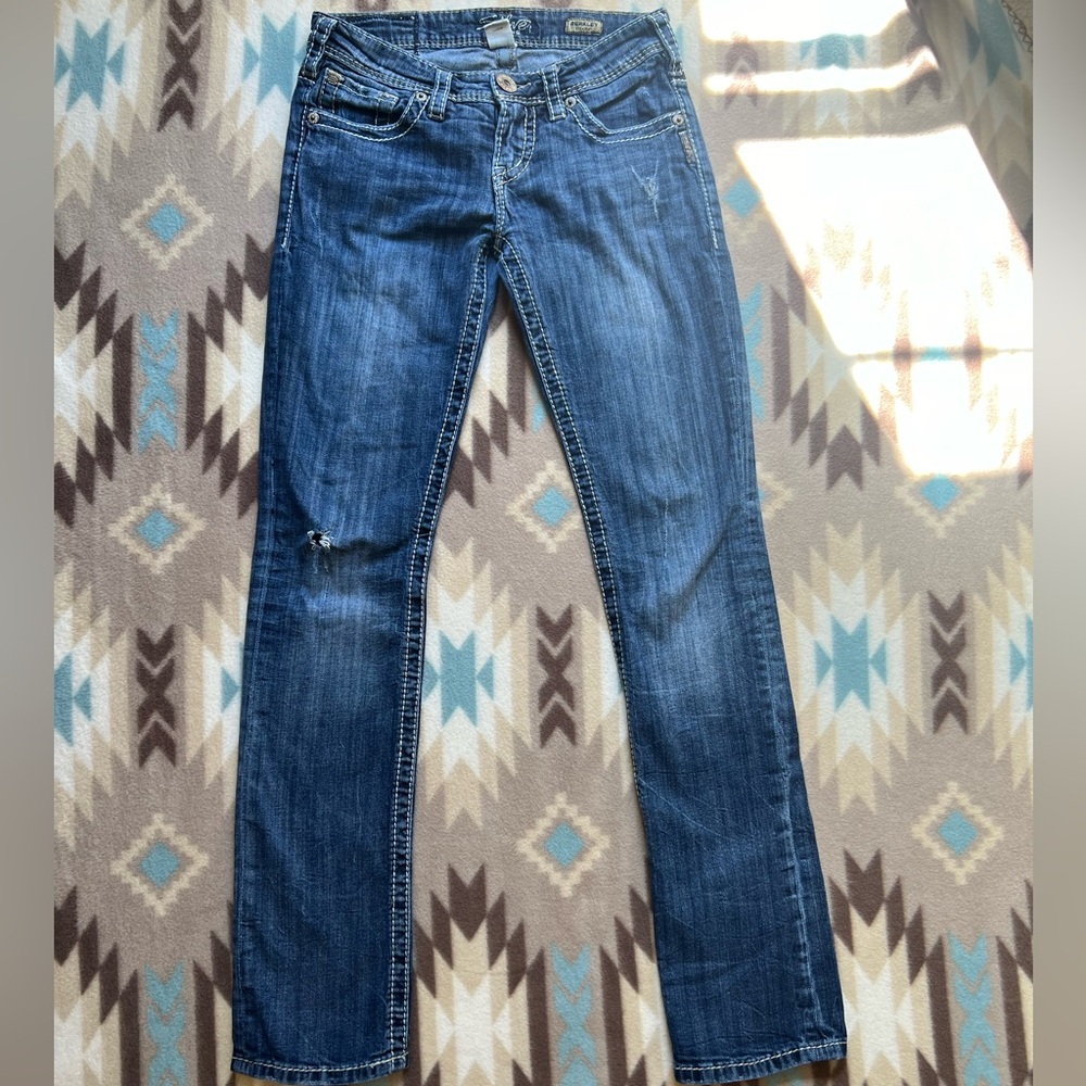 Silver Jeans Distressed Berkley Straight Leg Size 26/34